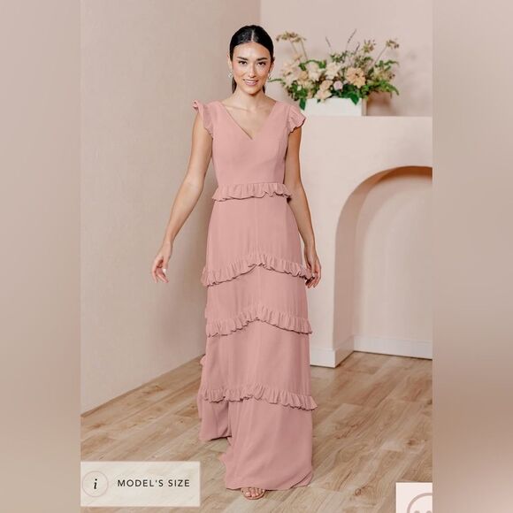 Revelry Dresses & Skirts - Revelry Blushing Bride Chiffon Amelia Dress Size 4 Fit and Flare